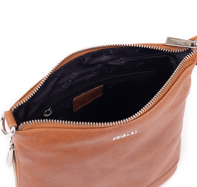 SEGALI Dámská kožená crossbody kabelka 9060 cognac