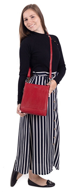 Dámská kožená crossbody kabelka 9060 red