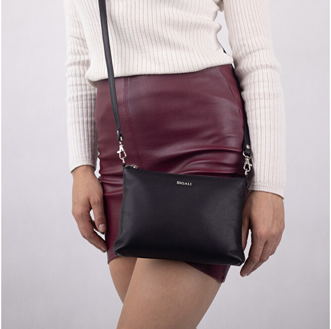 SEGALI Dámská kožená crossbody kabelka A6C black