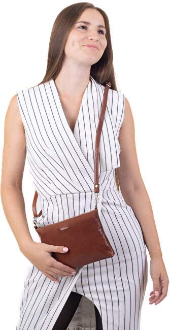 SEGALI Dámská kožená crossbody kabelka A6C G cognac