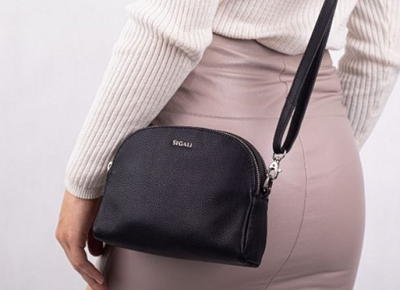 SEGALI Dámská kožená crossbody kabelka 12 Black