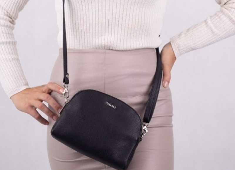 SEGALI Dámská kožená crossbody kabelka 12 Black
