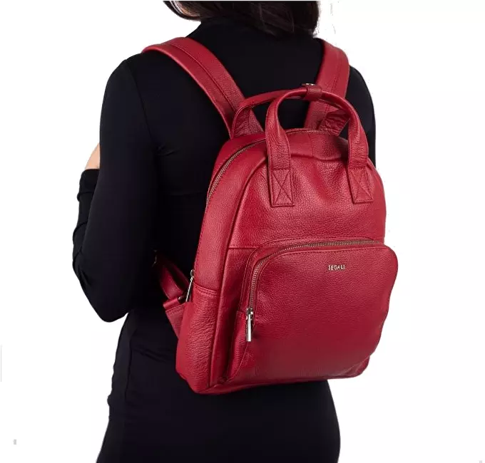 SEGALI Dámský kožený batoh 9026 Red