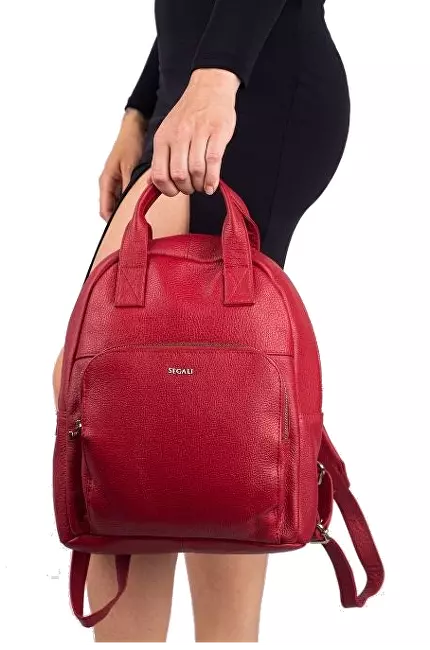 SEGALI Dámský kožený batoh 9026 Red