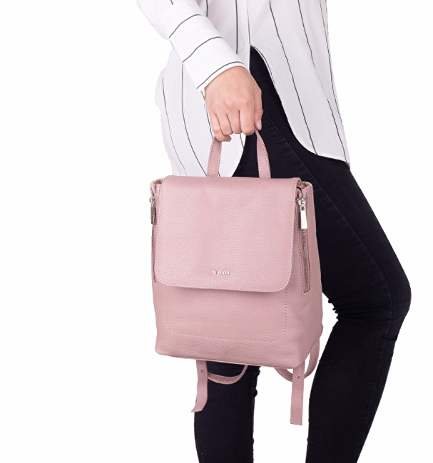 SEGALI Dámský kožený batoh 9027 Cameo Rose