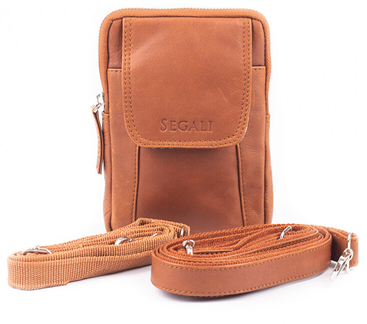 Kožená crossbody taška 107 cognac