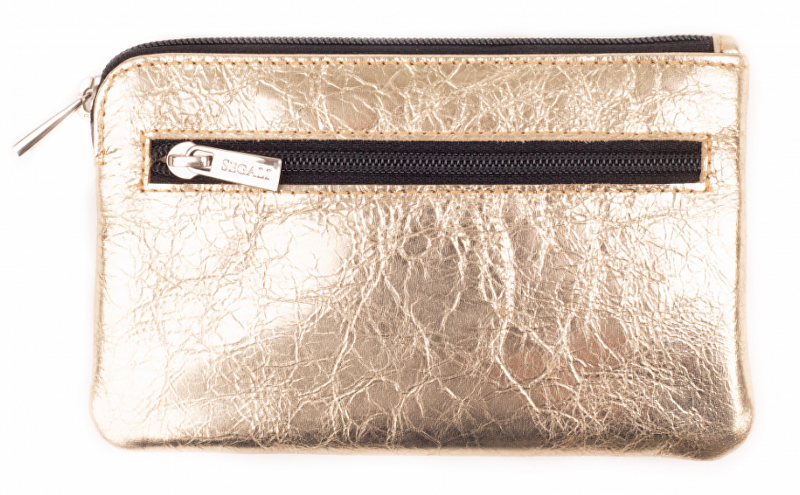Kožená mini peněženka-klíčenka 7289 golden shiny
