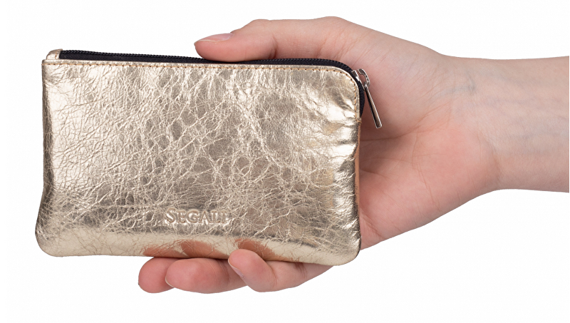 Kožená mini peněženka-klíčenka 7289 golden shiny