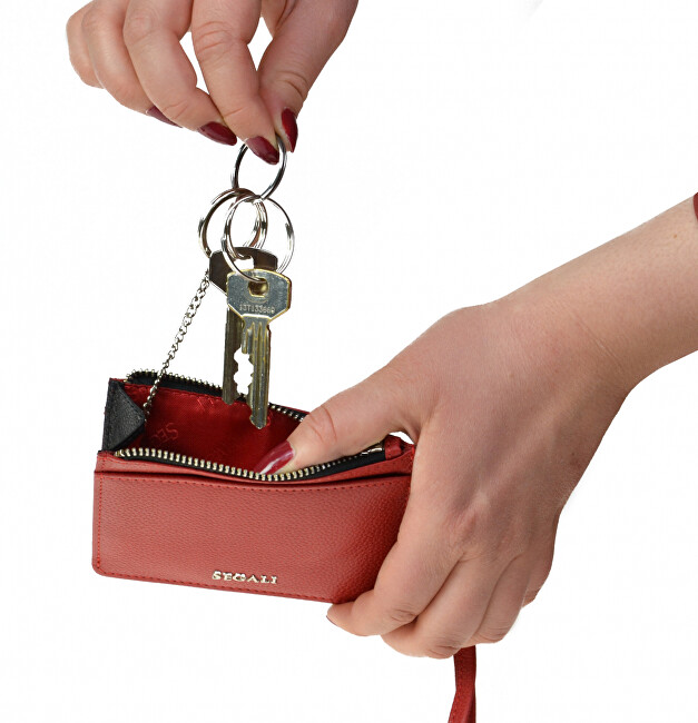 SEGALI Kožená mini peněženka-klíčenka 7290 A red