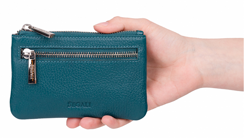 SEGALI Kožená mini peněženka-klíčenka 7291 A blue