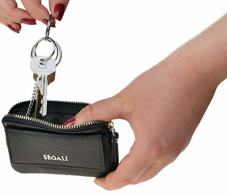 SEGALI Kožená mini peněženka-klíčenka 7483 A black