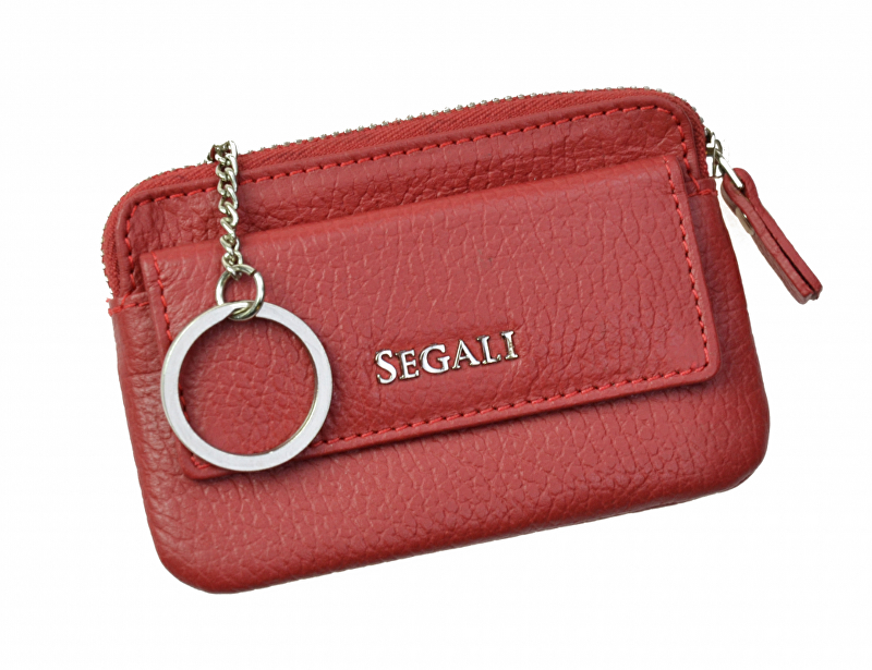 SEGALI Kožená mini peněženka-klíčenka 7483 A red