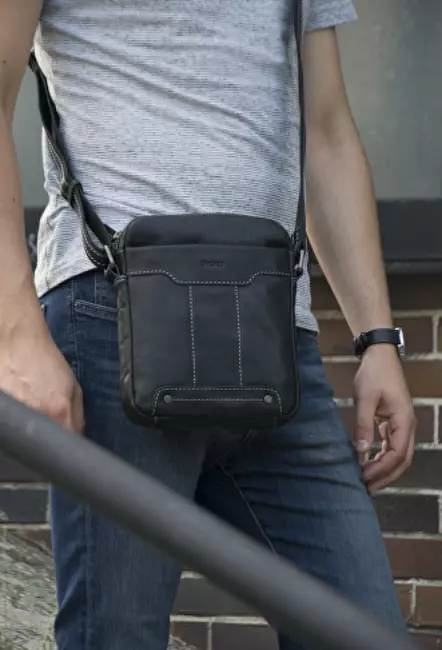 SEGALI Pánská kožená crossbody taška 25578 Black