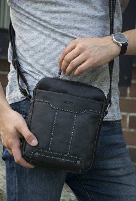 SEGALI Pánská kožená crossbody taška 25578 Black