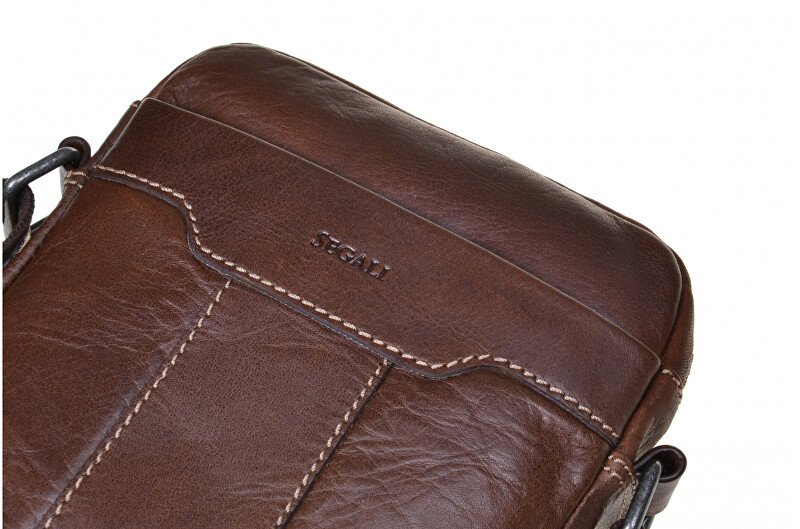 SEGALI Pánská kožená crossbody taška 25578 Brown