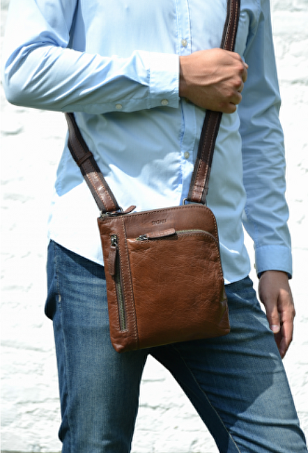 Pánská kožená crossbody taška 25579 Brown