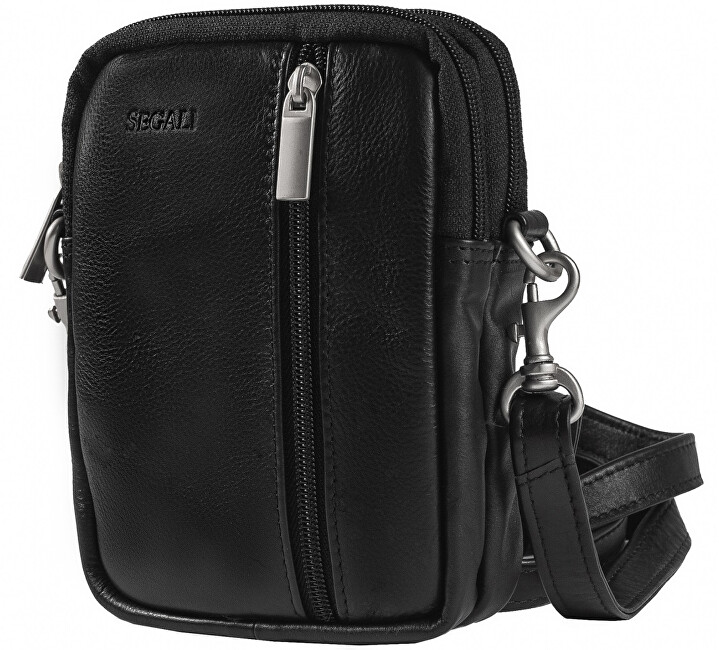 SEGALI Pánská kožená crossbody taška 6032 Black