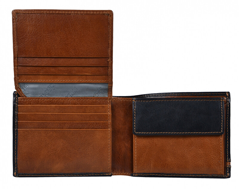 SEGALI Pánská kožená peněženka 753 115 026 black/cognac