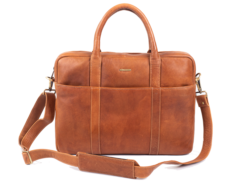 SEGALI Pánská kožená taška na notebook 7009 Cognac
