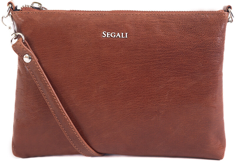 SEGALI Dámská kožená crossbody kabelka A6C G cognac