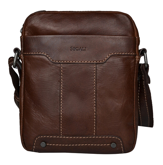 SEGALI Pánská kožená crossbody taška 25578 Brown