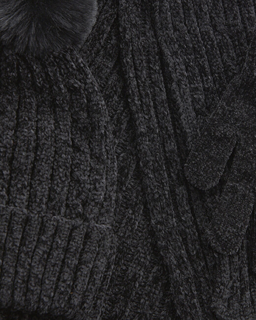 Verde Dámský set - čepice, šála a rukavice 06-1287 Black