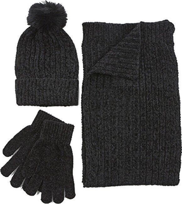 Verde Dámský set - čepice, šála a rukavice 06-1287 Black