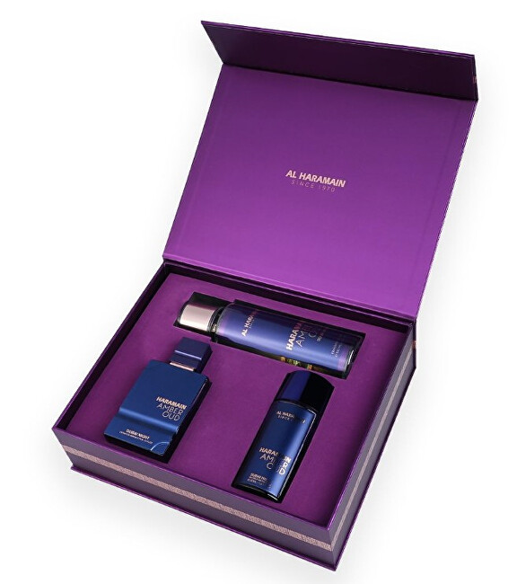 Al Haramain Amber Oud Dubai Night - parfémovaný extrakt 75 ml + parfémovaný extrakt 30 ml + tělový závoj 250 ml Dárková sada