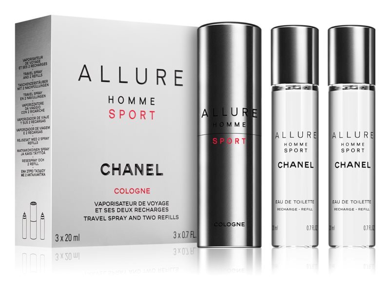 Allure Homme Sport Cologne - EDC 20 ml (plnitelný flakon) + náplň 2 x 20 ml