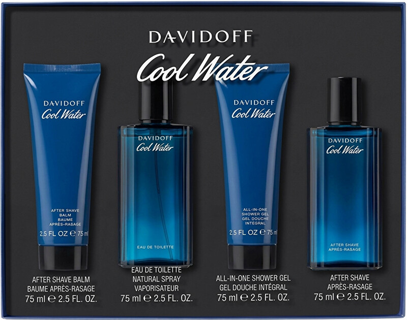 Davidoff Cool Water Man - EDT 75 ml + voda po holení 75 ml + sprchový gel 75 ml + balzám po holení 75 ml Dárková sada