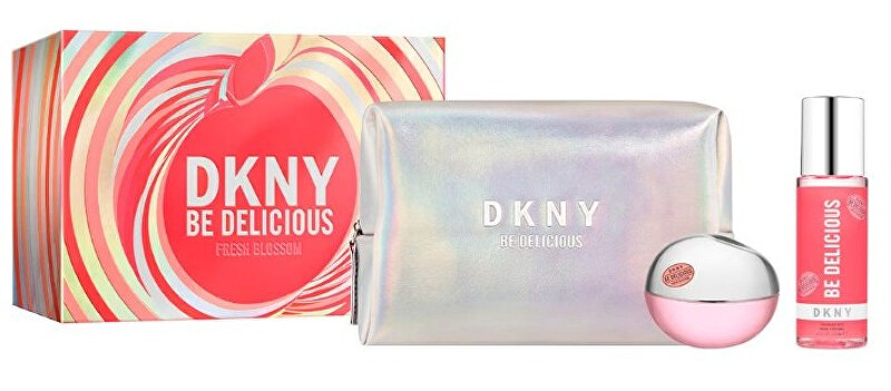 DKNY Be Delicious Fresh Blossom - EDP 100 ml + tělový závoj 125 ml + kosmetická taška Dárková sada