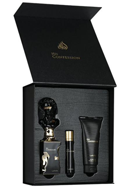 Lattafa His Confession - EDP 100 ml + sprchový gel 100 ml + EDP 12 ml Dárková sada