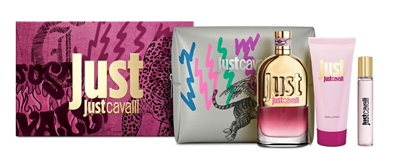 Roberto Cavalli Just Cavalli - EDT 90 ml + tělové mléko 100 ml + EDT 15 ml + kosmetická taška Dárková sada