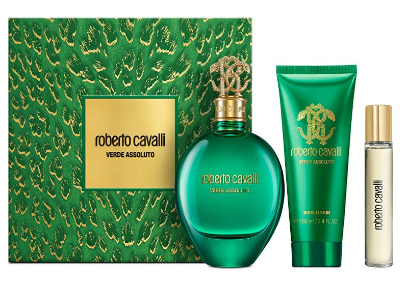Roberto Cavalli Signature Verde Assoluto - EDP 75 ml + tělové mléko 100 ml + EDP 15 ml Dárková sada