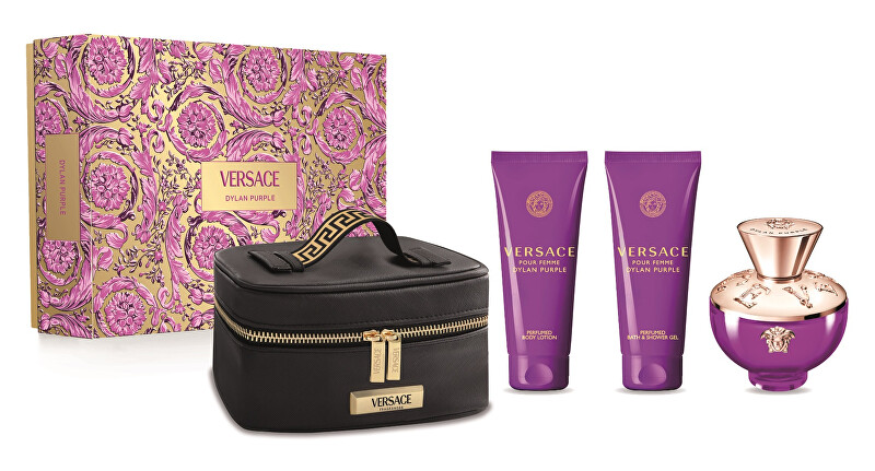 Versace Dylan Purple - EDP 100 ml + tělové mléko 100 ml + sprchový gel 100 ml + kosmetický kufřík Dárková sada