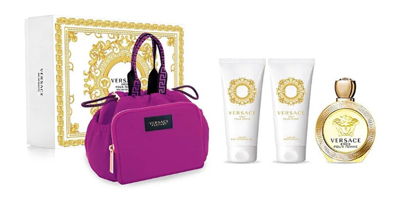 Eros Pour Femme - EDT 100 ml + sprchový gel 100 ml + tělové mléko 100 ml + kosmetická taštička