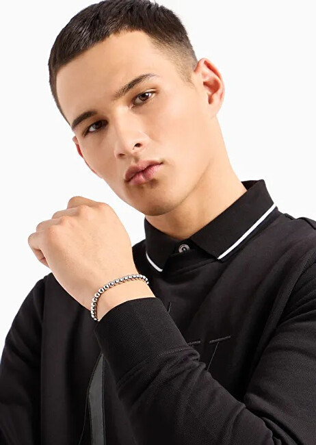 Armani Exchange Stylový mosazný korálkový náramek AXG0118040