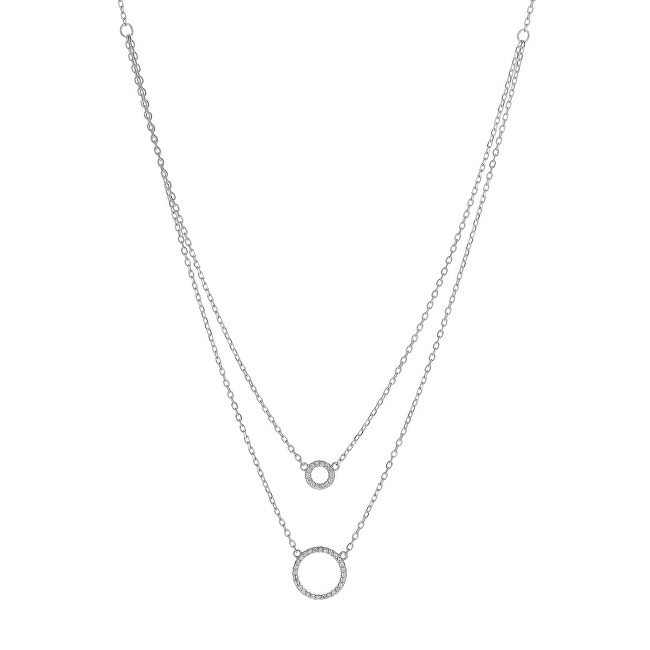 AGAIN Jewelry Dvojitý strieborný náhrdelník s krúžkami AJNA0030 číra, strieborná