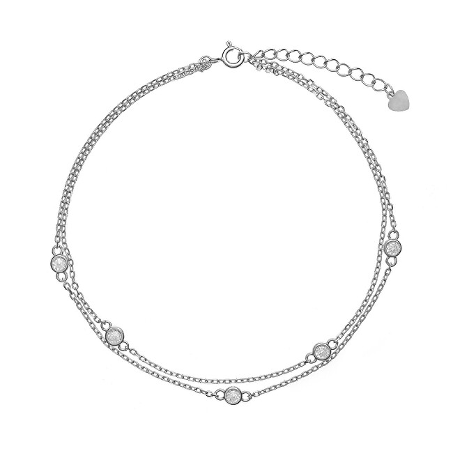 AGAIN Jewelry Dvojitý stříbrný náramek na kotník s kubickými zirkony AJNH0001