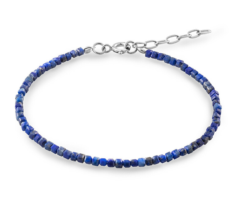 AGAIN Jewelry Minerální náramek z lapis lazuli AJKNR015 modrá, stříbrná