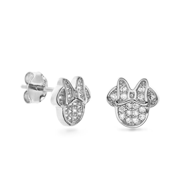 AGAIN Jewelry Strieborné náušnice Minnie Mouse s kubickými zirkónmi AJNS0039 číra, strieborná