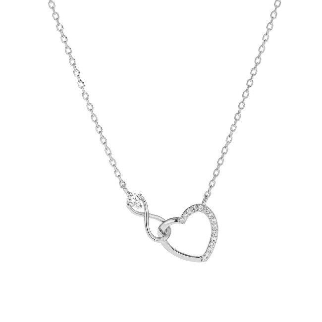 AGAIN Jewelry Romantický strieborný náhrdelník Infinity Love AJNA0011 číra, strieborná