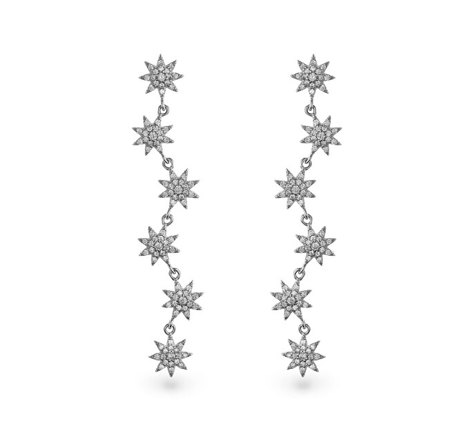 AGAIN Jewelry Dlouhé stříbrné náušnice Hvězdy se zirkony AJNS0052