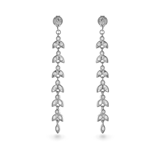 AGAIN Jewelry Dlouhé stříbrné náušnice s kubickými zirkony AJNS0056