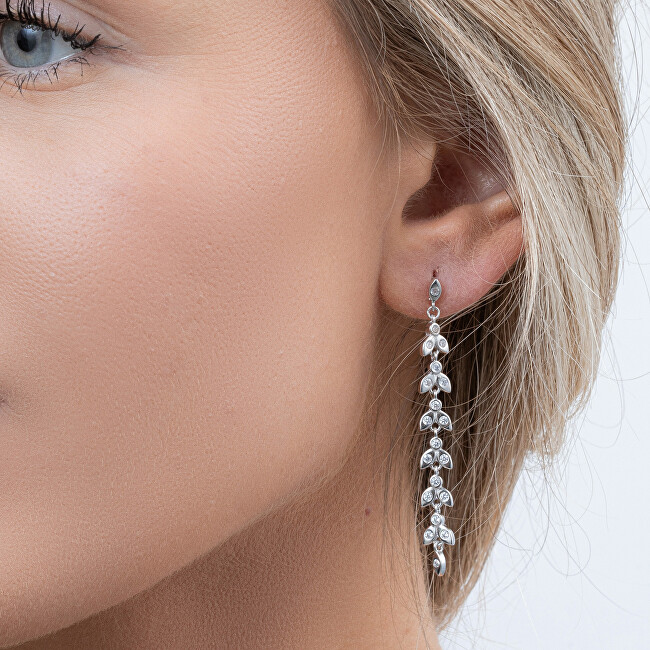 AGAIN Jewelry Dlouhé stříbrné náušnice s kubickými zirkony AJNS0056