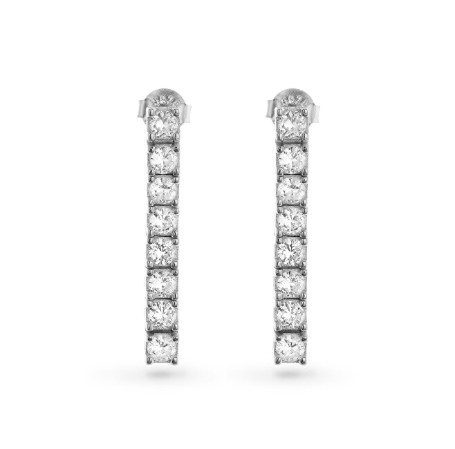 AGAIN Jewelry Elegantní stříbrné visací náušnice se zirkony AJNS0001