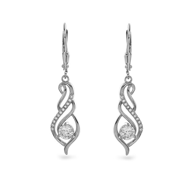 AGAIN Jewelry Elegantní visací stříbrné náušnice s kubickými zirkony AJNS0045