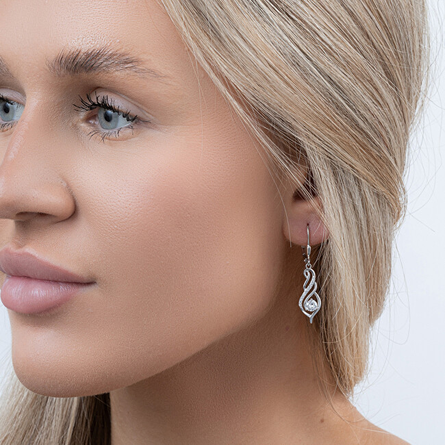 AGAIN Jewelry Elegantní visací stříbrné náušnice s kubickými zirkony AJNS0045