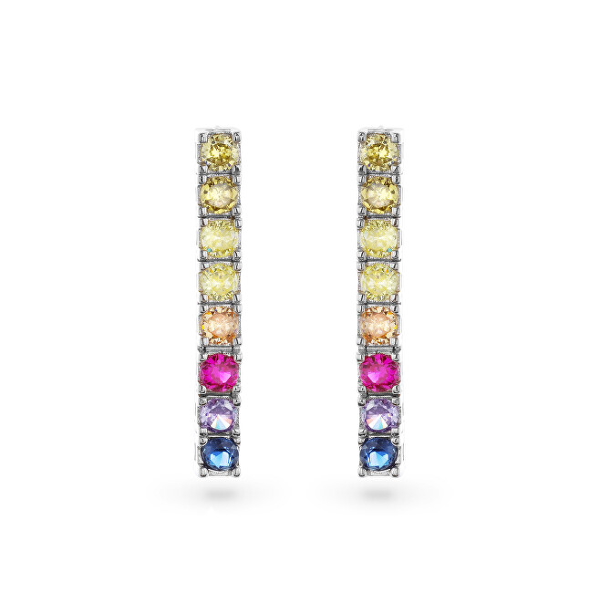 AGAIN Jewelry Hravé visací náušnice s barevnými kubickými zirkony AJNS0041