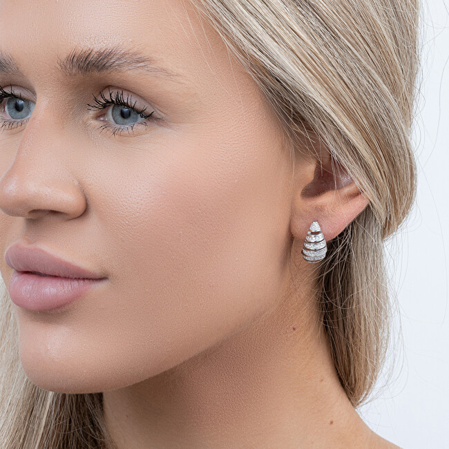 AGAIN Jewelry Fashion stříbrné náušnice s kubickými zirkony Tear Drop AJNS0054